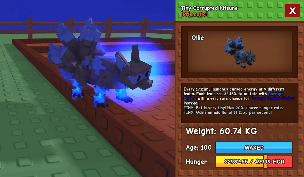60kg+ Tiny Corrupted Kitsune Cute Farming — Account account