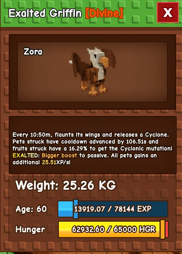 Exalted Griffin Divine 25KG 60AGE