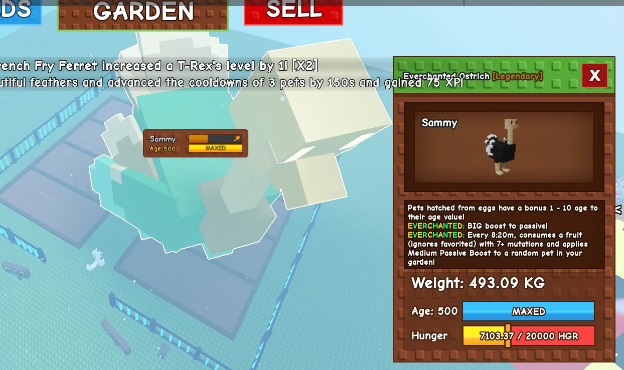 493KG+ Everchanted Ostrich Legendary // super handsome // Age 500 Maxed // Egg Hatch Age Boost