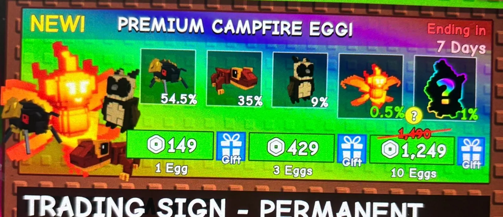 READY 3x PREMIUM CAMPFIRE EGG (429 ROBUX) Grow A Garden