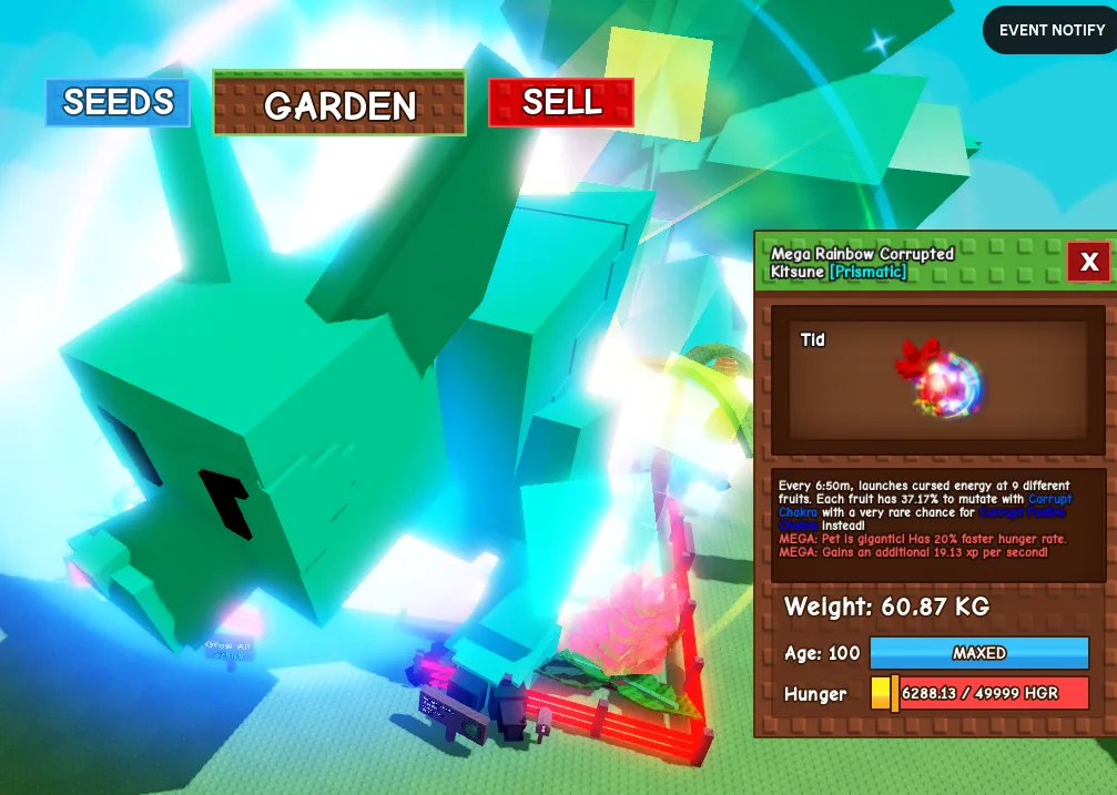 Mega Titanic Huge Rainbow Hatch Corrupted Kitsune 60Kg+ Double Mutation — Account account