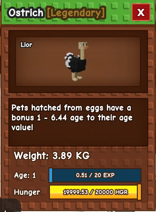 SEMI HUGE OSTRICH AGE 1 3.89KG GAG PET INSTANT DELIVERY — Account account