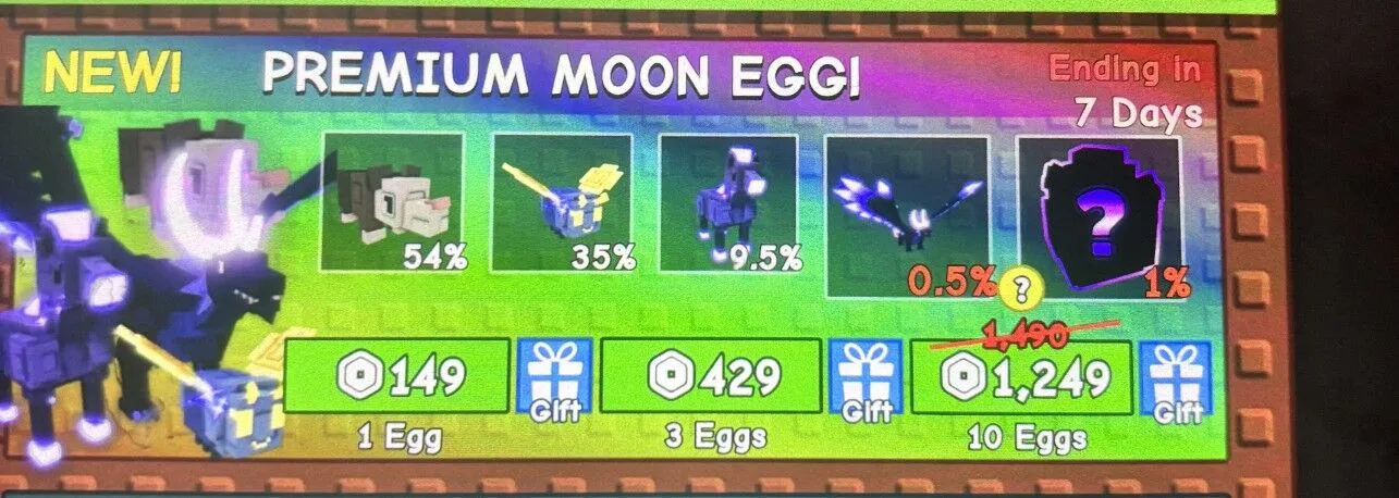 READY 3X PREMIUM MOON EGG ( 429 ROBUX) Grow A Garden