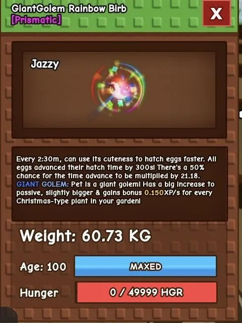 READY RAINBOW BIRB ( PREMIUM EGG) Grow A Garden