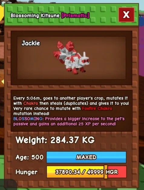 280kg Blossoming Kitsune Age 500 Max Level
