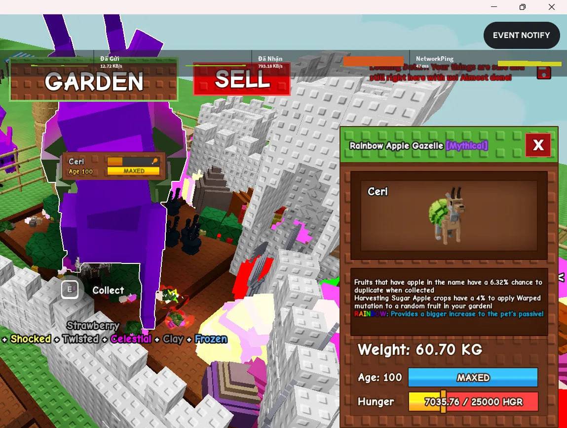 60kg HUGE RAINBOW APPLE GAZELLE // Special Brainrot Pet Collection // Super handsome — Account account