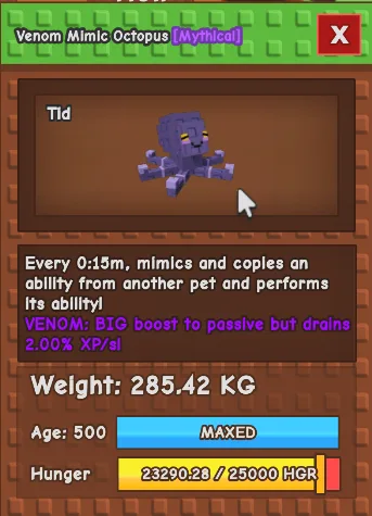 280kg+ 15s VENOM Mimic Octopus - META LEVELING PET - META EVENT PET