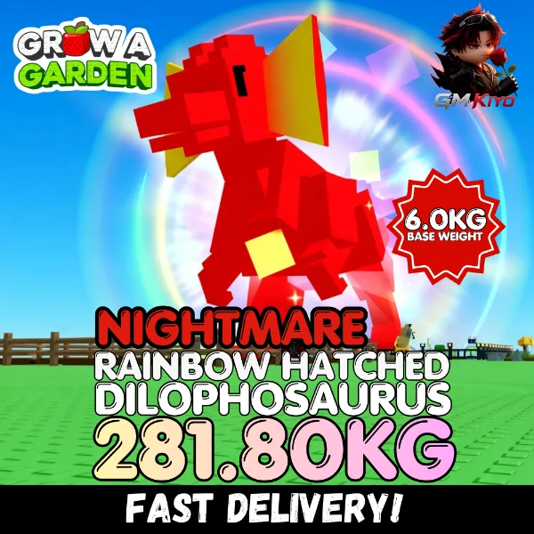 NIGHTMARE Rainbow Hatched Dilophosaurus 281.80KG RBH Dilo Age 500 INSTANT DELIVERY