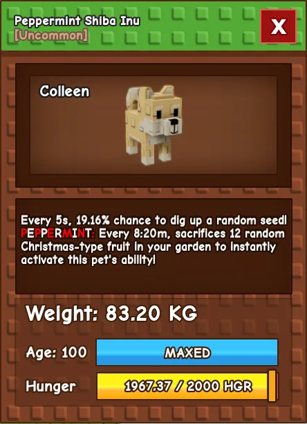 GODLY TITANIC COLOSSAL Peppermint SHIBA INU 83.20KG Age 100 MAX — Account account