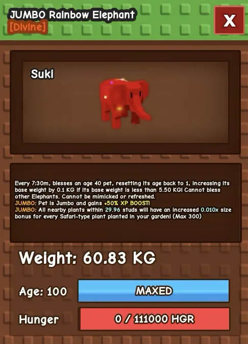 Rainbow Hatched Elephant 60 - 62 Kg + CHEAPEST & INSTANT DELIVERY — Account account