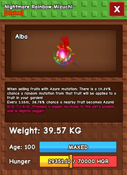 CHEAP 39kg Nightmare Rainbow Hatched Mizuchi! Fast Delivery