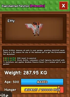 PERYTON 280KG+ MAX AGE 500 GROW A GARDEN