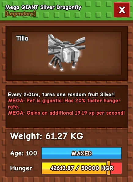 60KG - 61KG MEGA GIANT SILVER DRAGONFLY — Account account