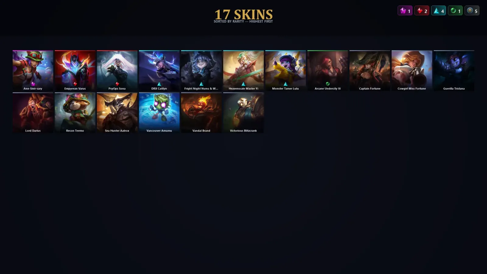 [LoL] | TR | Level 46 | Gold I | 88 Champions | 17 Skins — LoL account