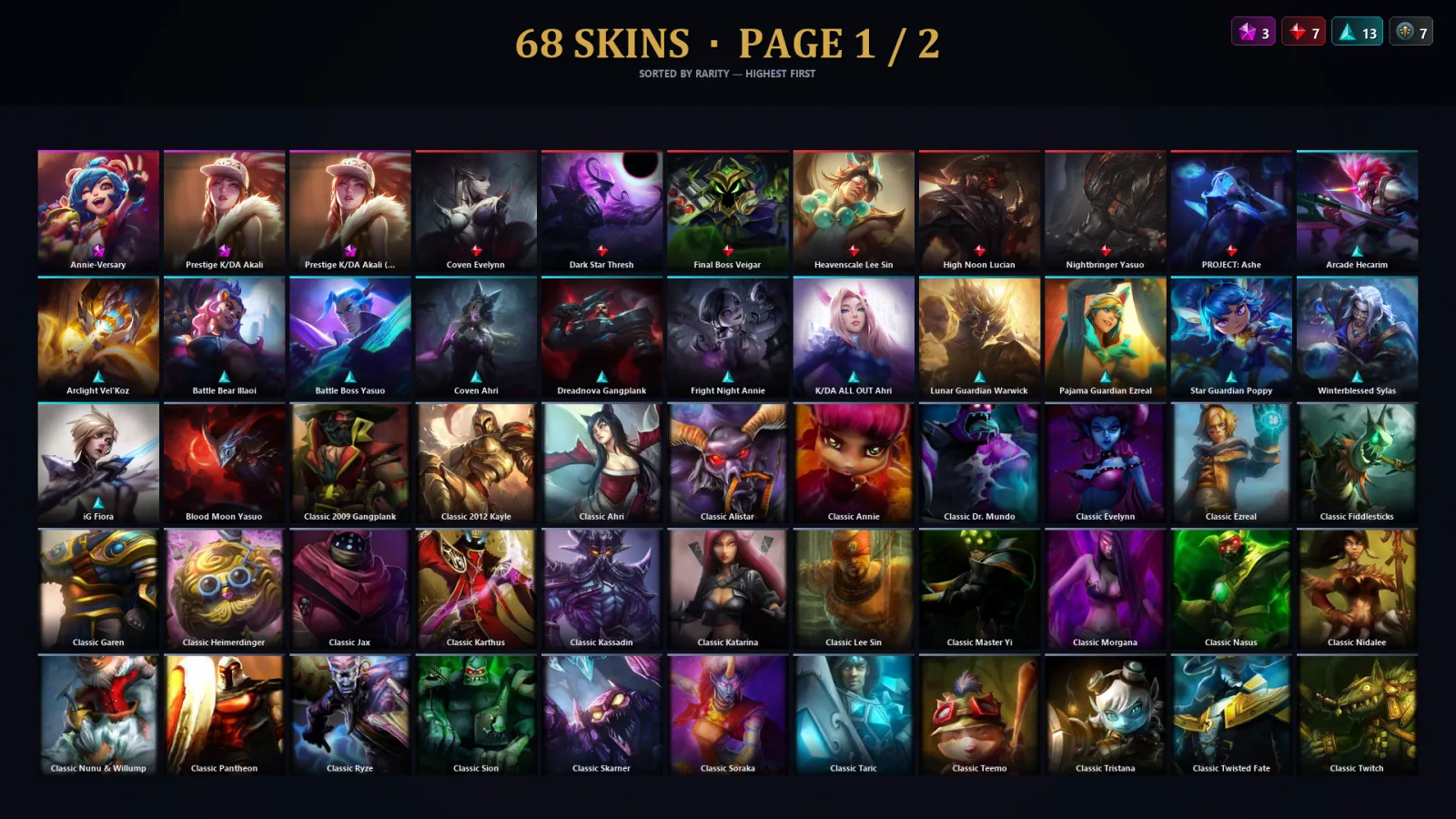 [LoL] | TR | Level 139 | Bronze II | 108 Champions | 68 Skins