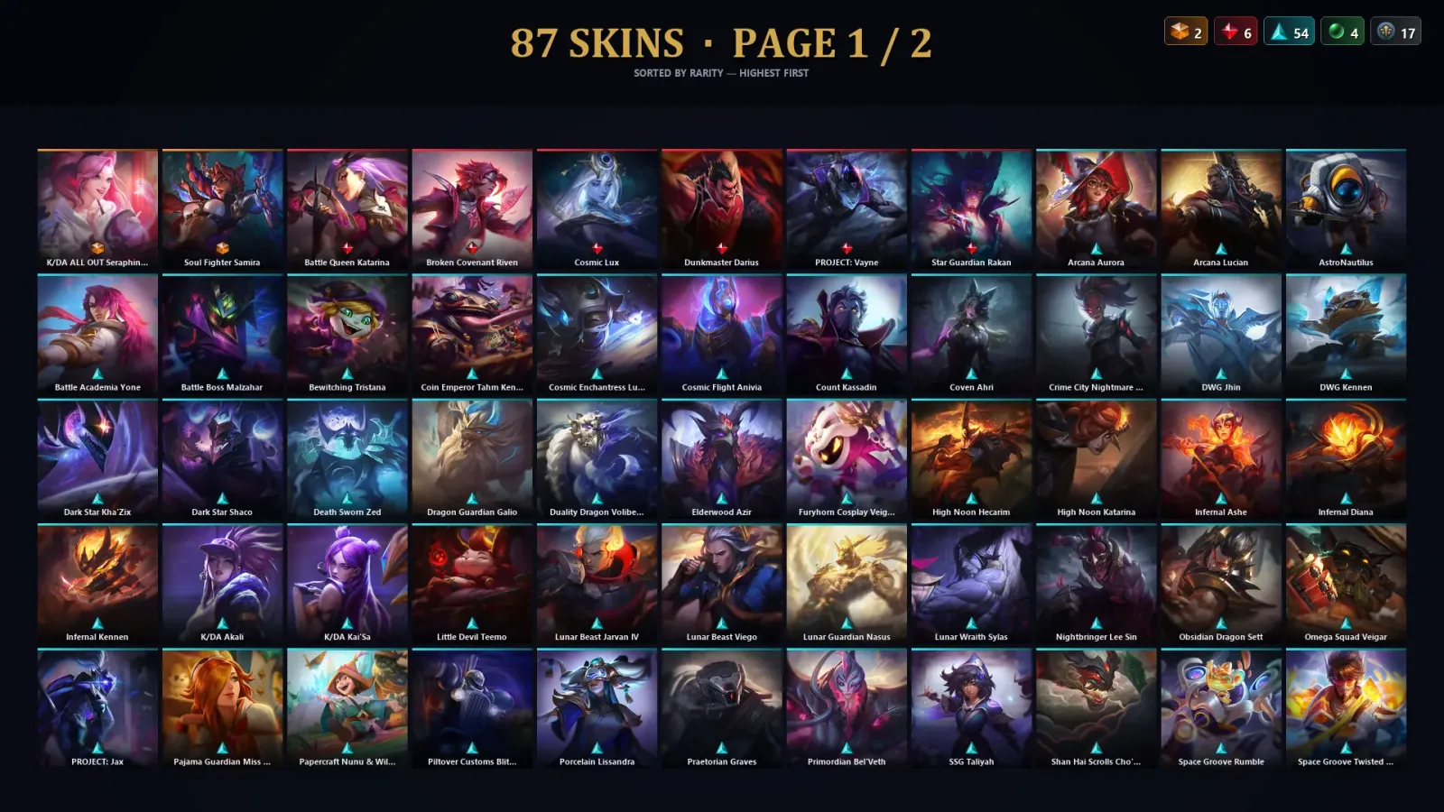 [LoL] | TR | Level 301 | Emerald IV | 172 Champions | 87 Skins | 56,400 BE — LoL account