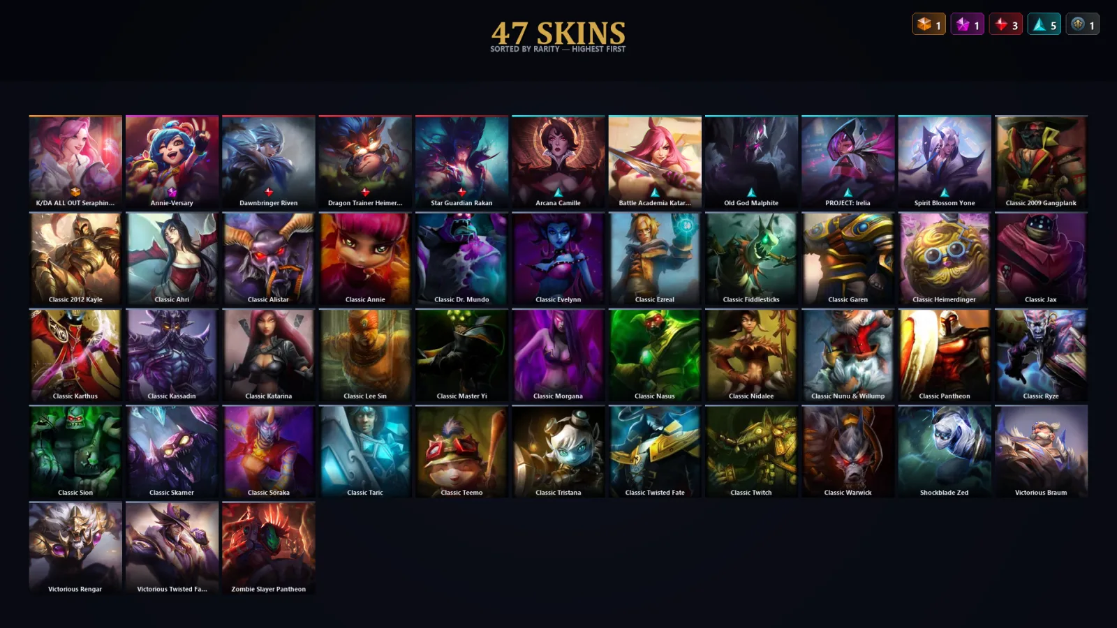 [LoL] | TR | Level 69 | Diamond III | 125 Champions | 47 Skins
