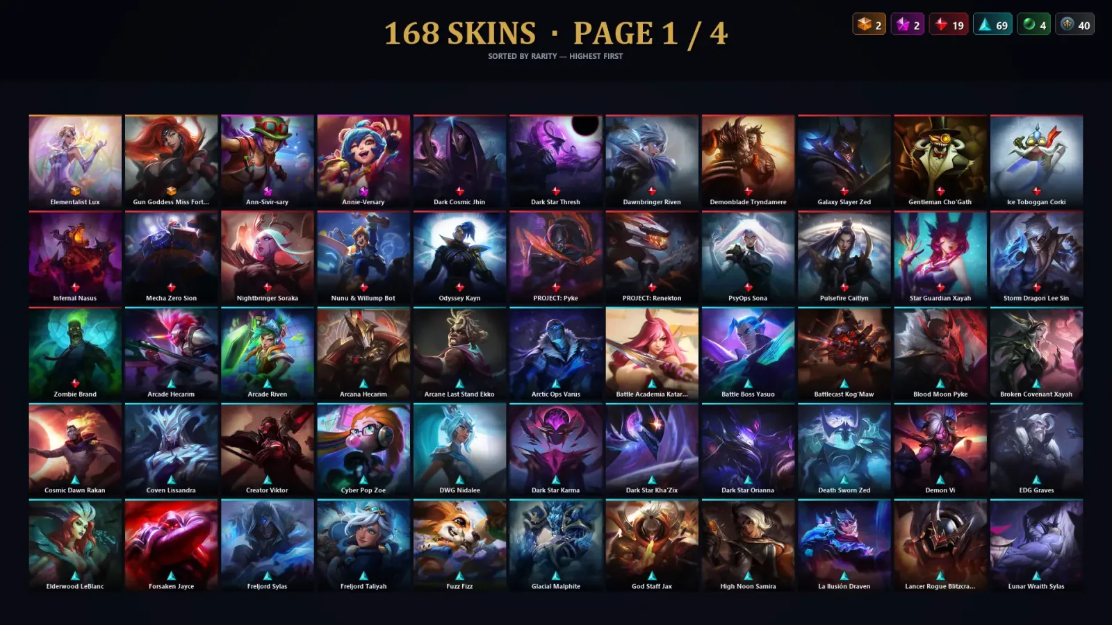 [LoL] | TR | Level 377 | Gold II | 172 Champions | 168 Skins | 32,984 BE — LoL account