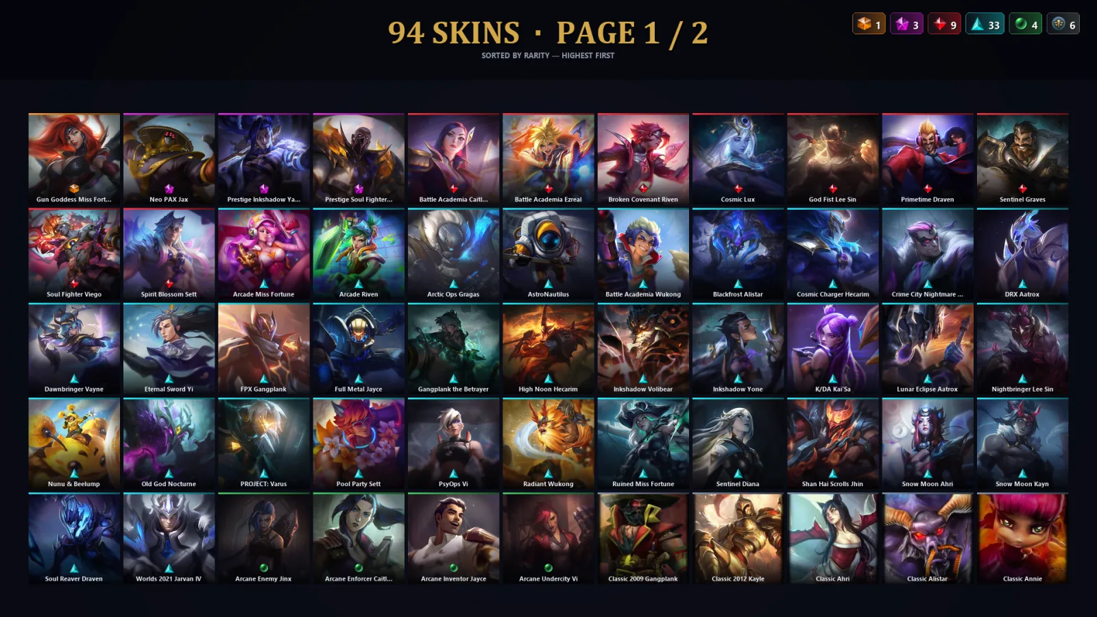 [LoL] | EUW | Level 171 | 107 Champions | 62 Skins