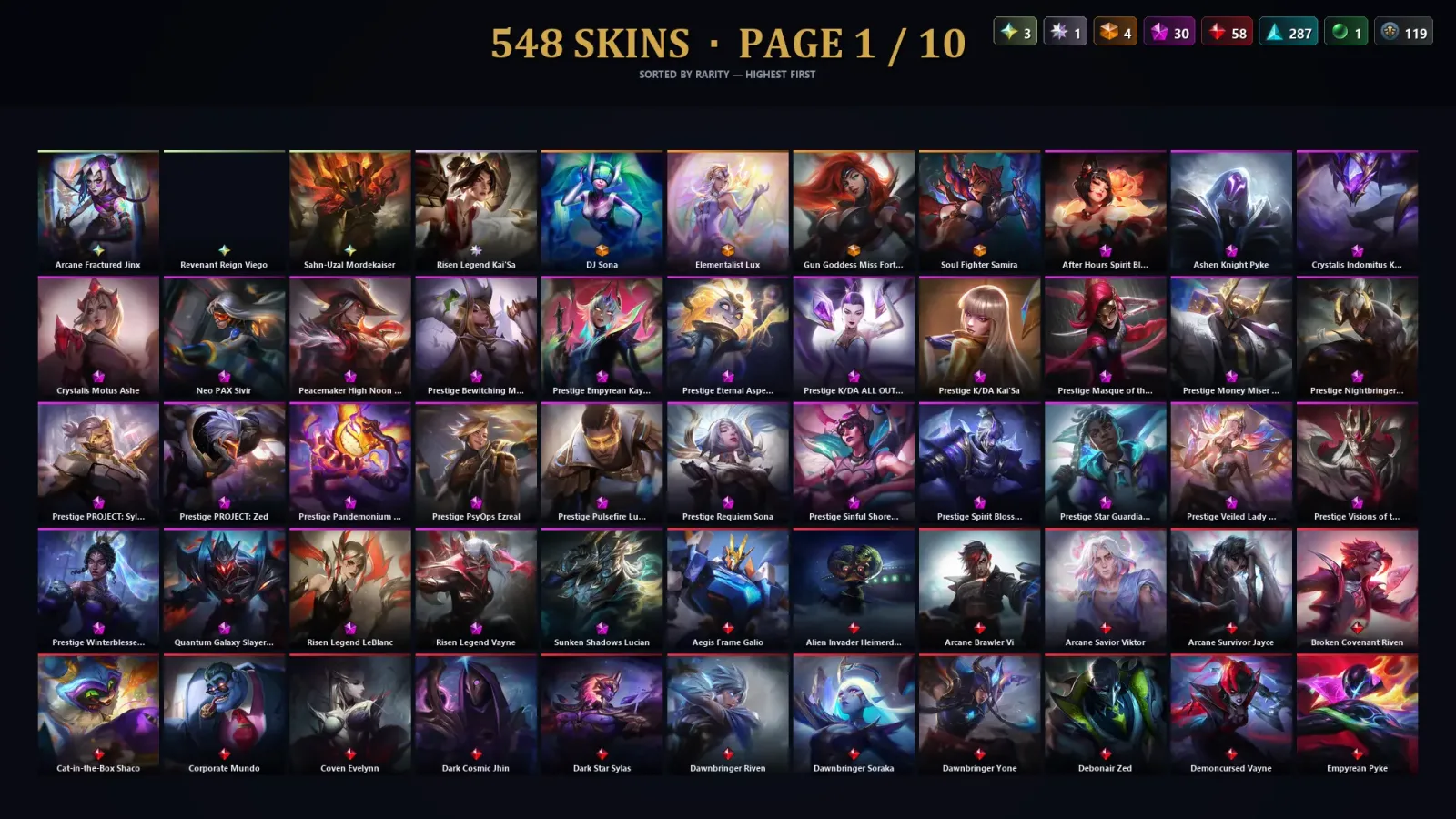 [LoL] | EUW | Level 461 | 167 Champions | 548 Skins | 212,136 BE