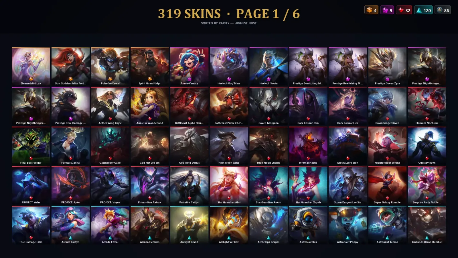 [LoL] | NA | Level 333 | 172 Champions | 319 Skins | 63,655 BE — LoL account