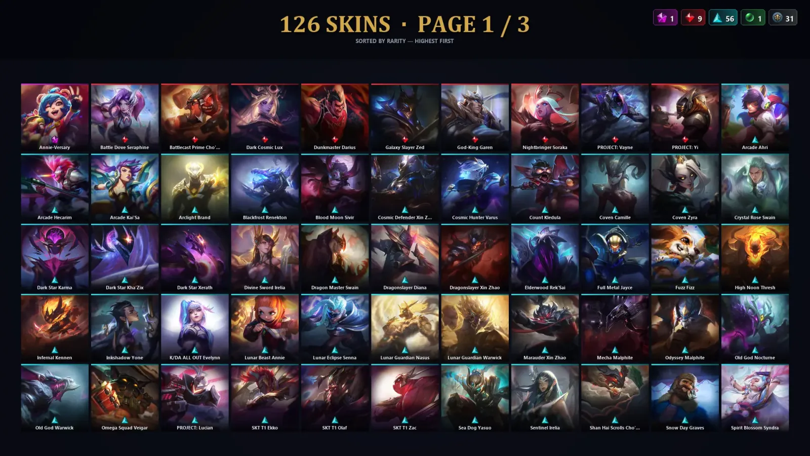 [LoL] | TR | Level 314 | Silver II | 173 Champions | 126 Skins | 26,708 BE