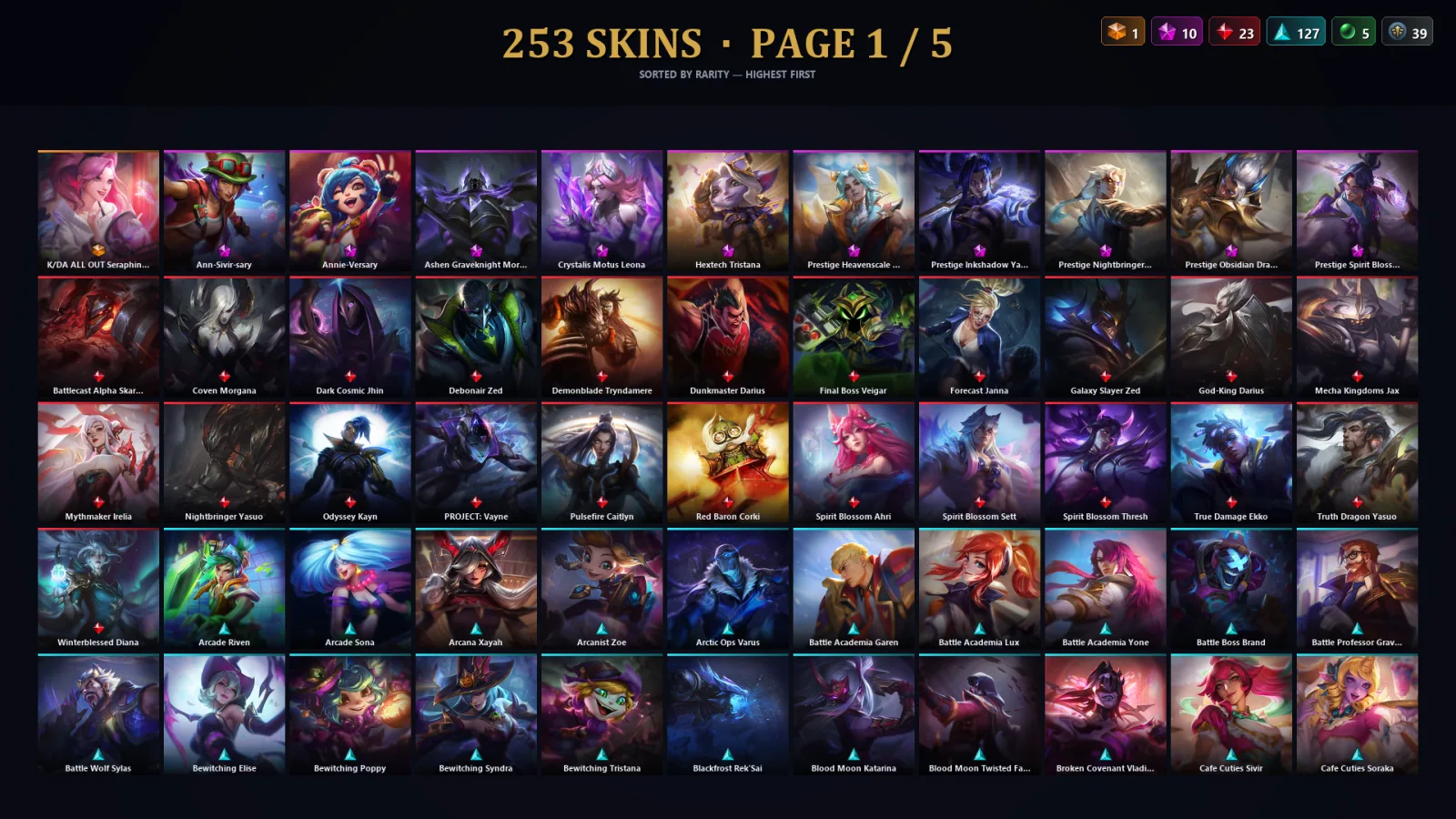 [LoL] | NA | Level 335 | 172 Champions | 221 Skins | 85,193 BE