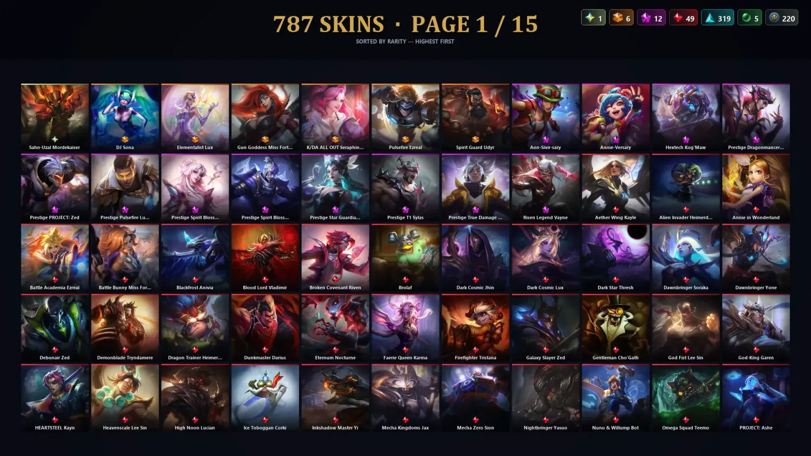 [LoL] | EUW | Level 500 | Emerald I | 172 Champions | 787 Skins | 29,279 BE — LoL account