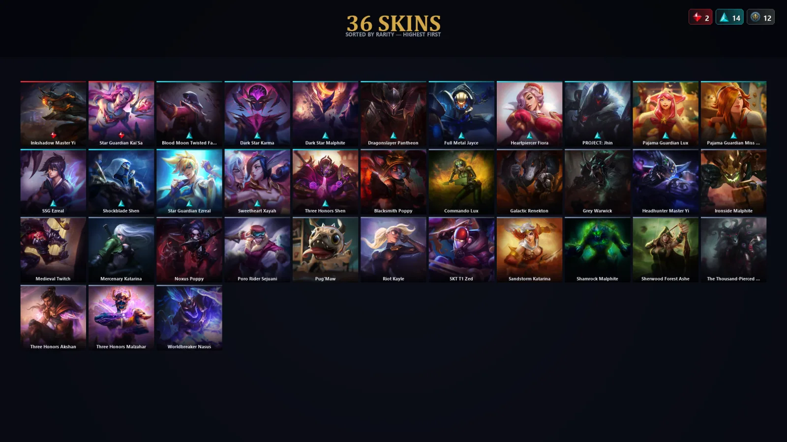 [LoL] | TR | Level 156 | Platinum II | 118 Champions | 36 Skins | 31,753 BE