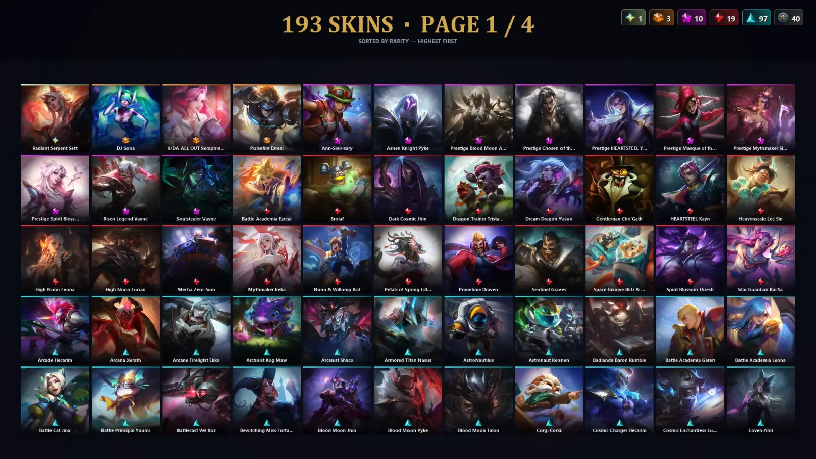 [LoL] | TR | Level 145 | Gold III | 172 Champions | 193 Skins — LoL account