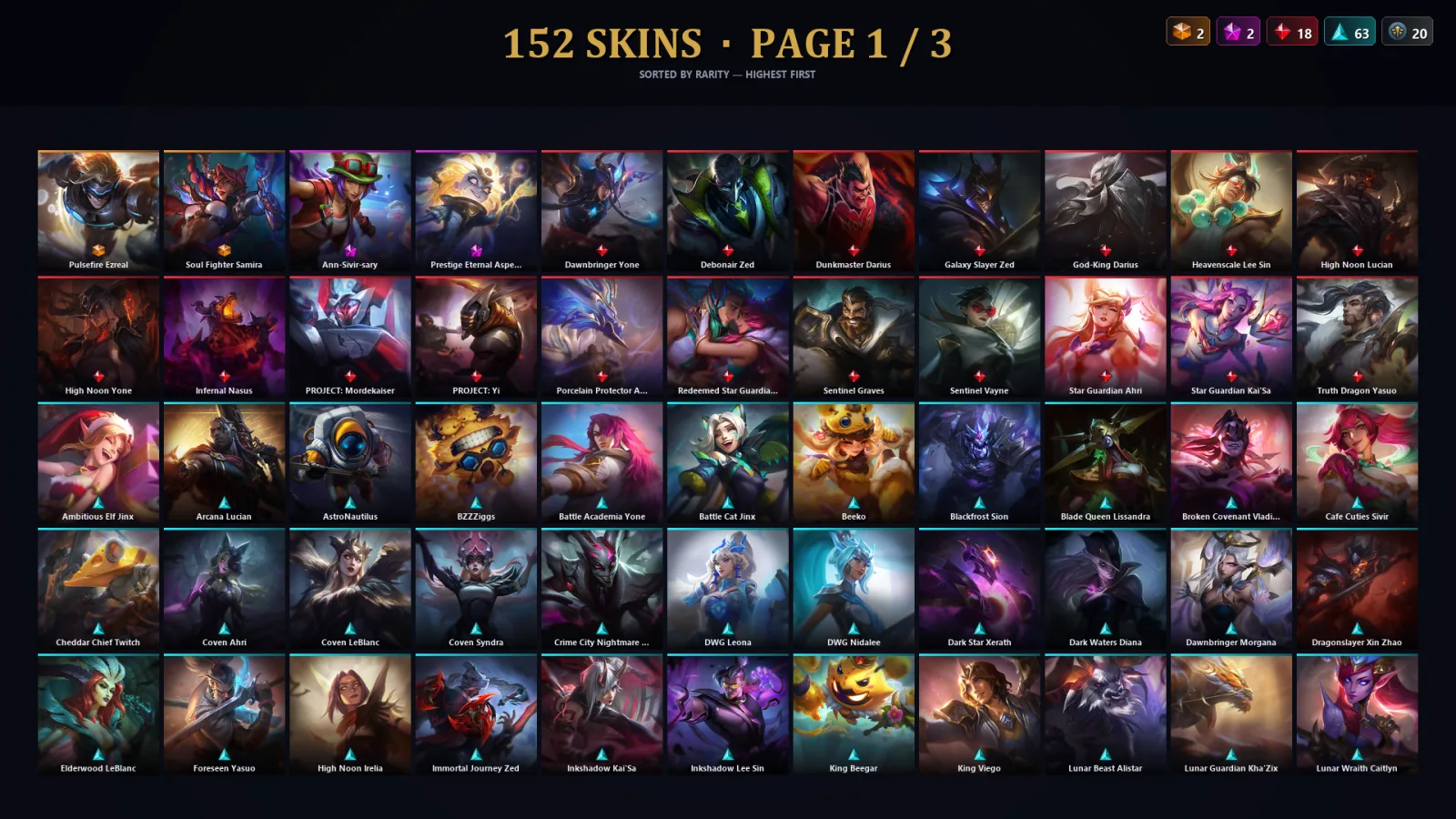 [LoL] | TR | Level 231 | Diamond III | 173 Champions | 152 Skins | 97,905 BE
