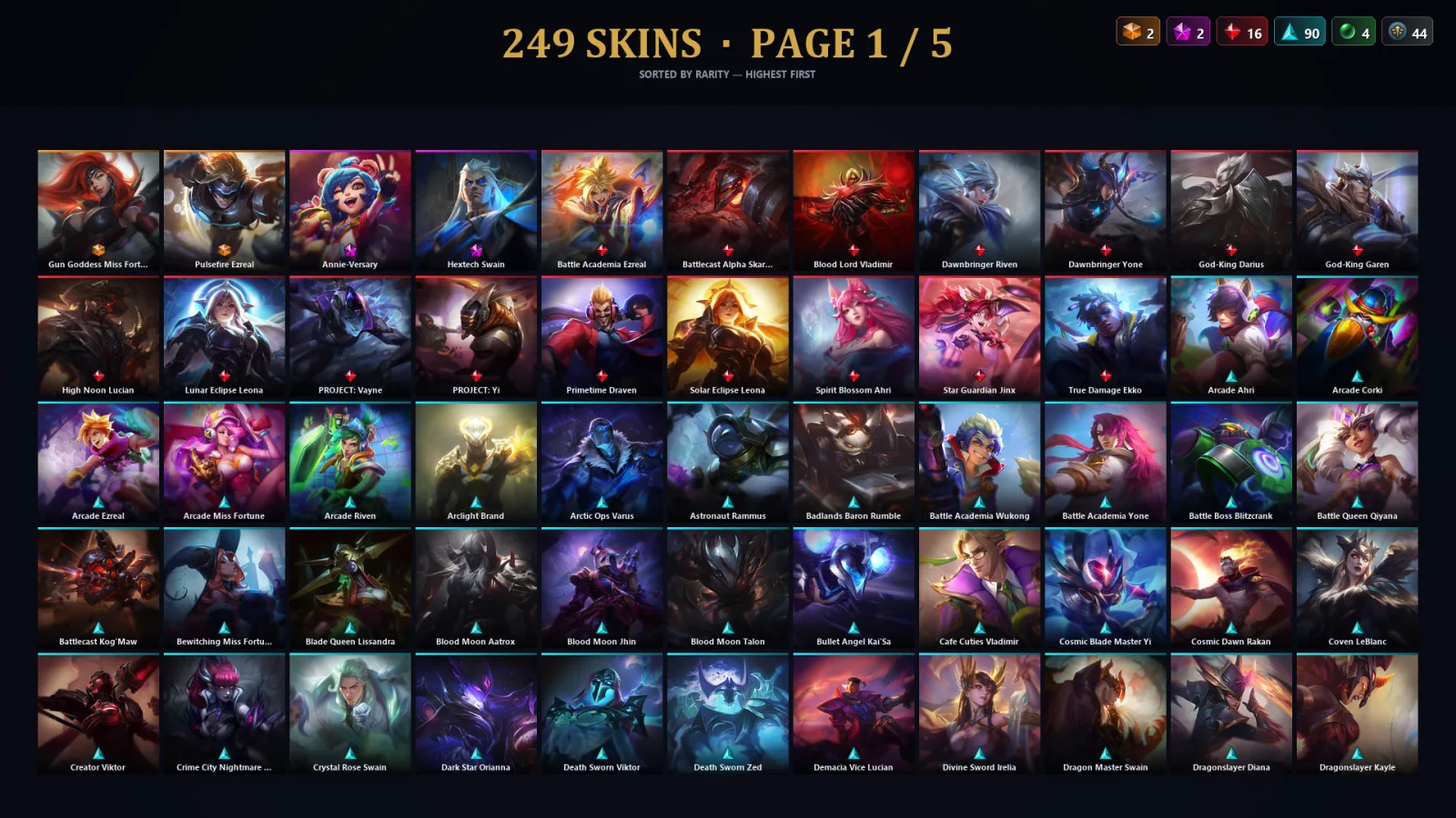 [LoL] | EUW | Level 412 | 171 Champions | 217 Skins
