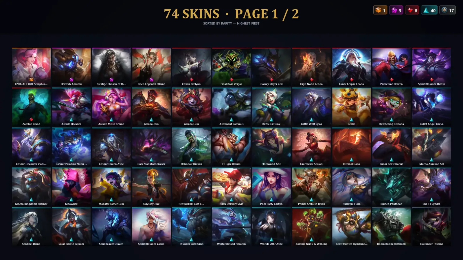 [LoL] | TR | Level 87 | 106 Champions | 74 Skins — LoL account