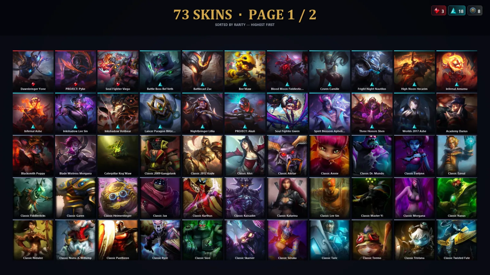 [LoL] | EUW | Level 181 | Diamond I | 121 Champions | 41 Skins | 68,894 BE