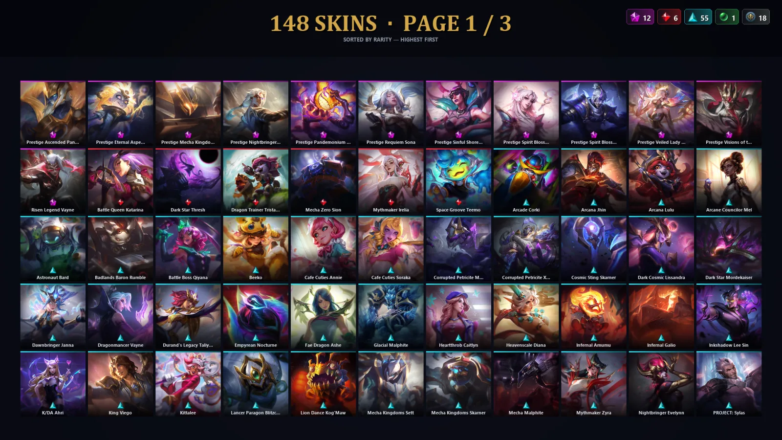 [LoL] | TR | Level 149 | Diamond IV | 173 Champions | 116 Skins | 78,767 BE