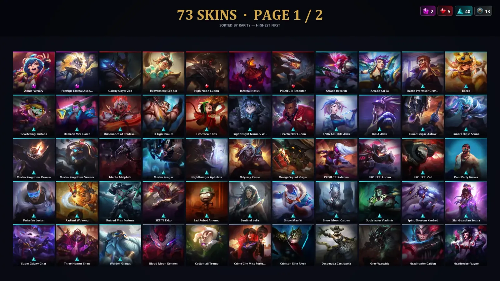 [LoL] | TR | Level 252 | Silver II | 172 Champions | 73 Skins | 49,029 BE — LoL account
