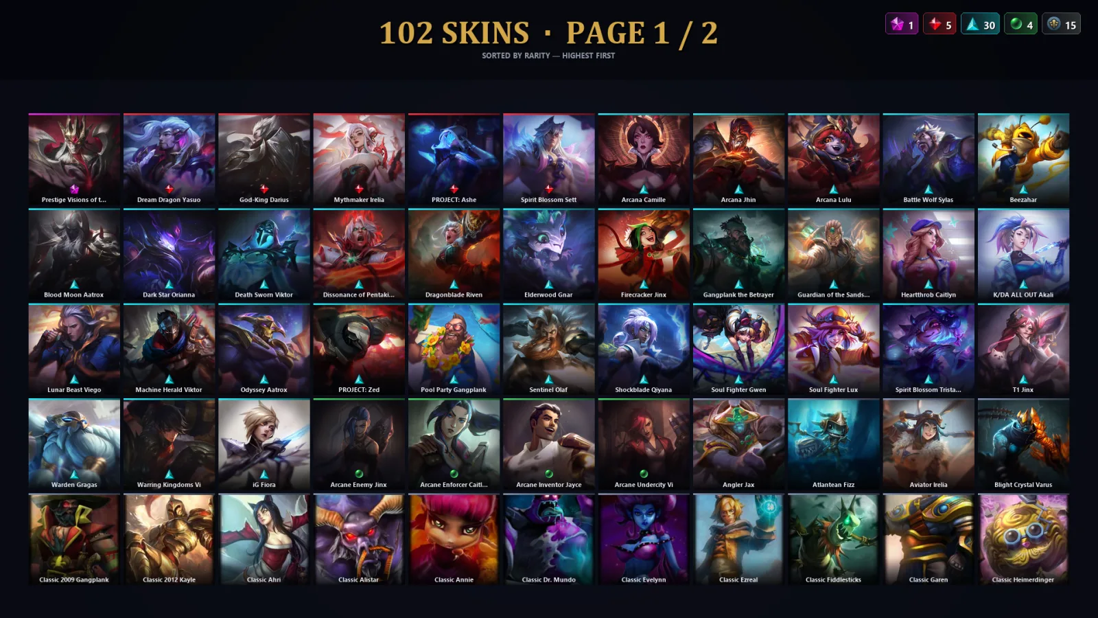 [LoL] | TR | Level 151 | 133 Champions | 102 Skins