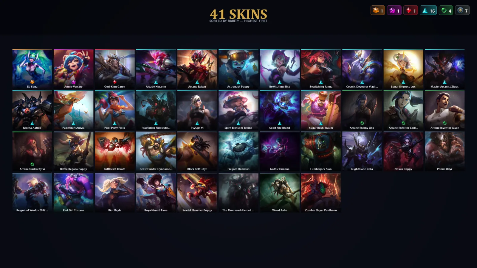 [LoL] | TR | Level 118 | 64 Champions | 41 Skins | 87,850 BE