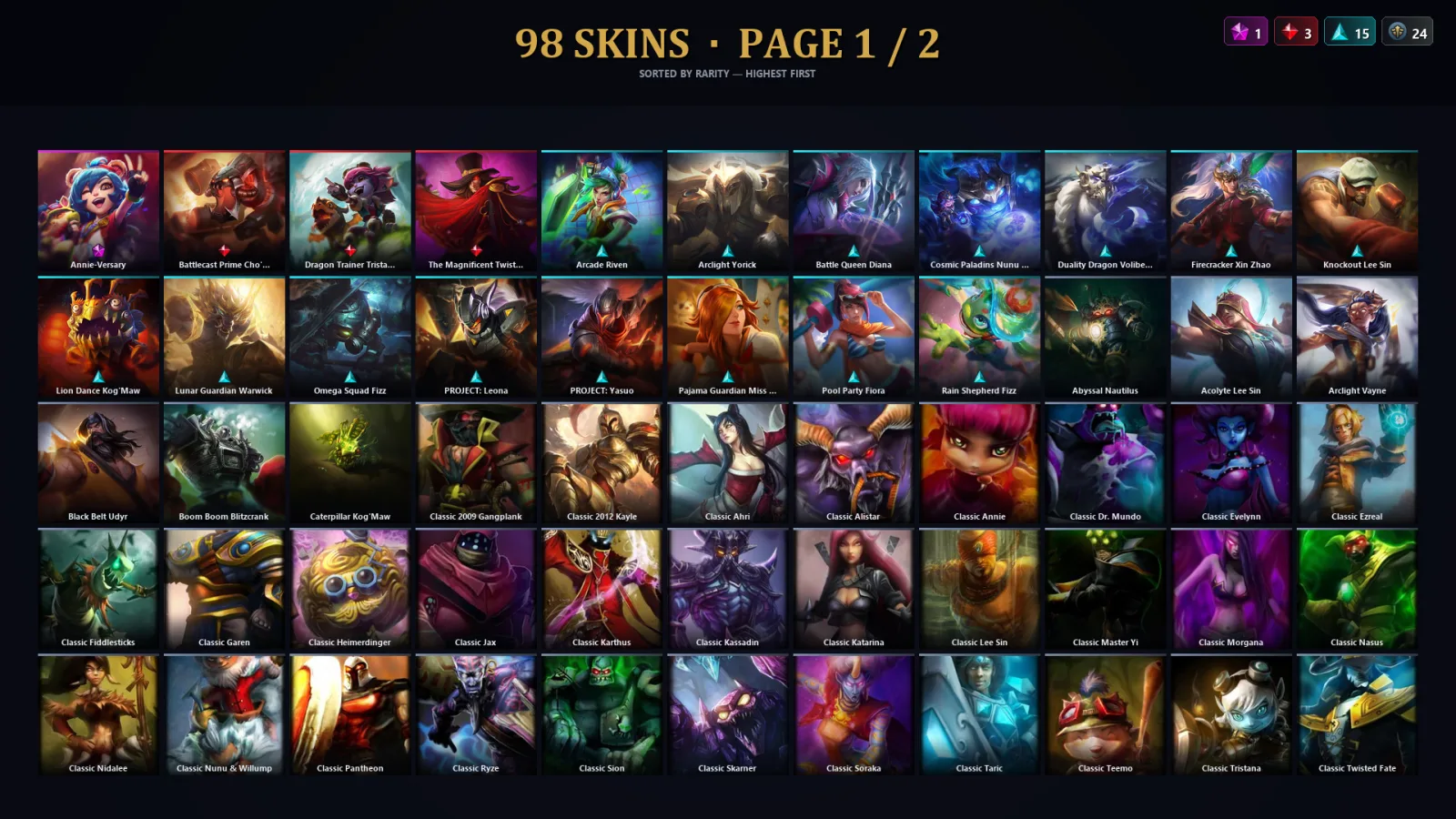 [LoL] | TR | Level 202 | Gold I | 156 Champions | 98 Skins | 18,197 BE