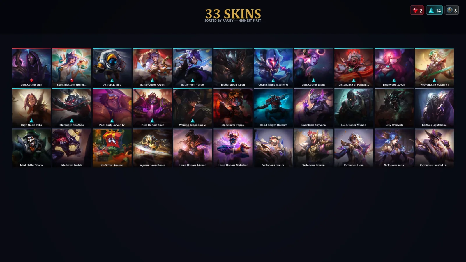 [LoL] | TR | Level 113 | Diamond II | 156 Champions | 33 Skins