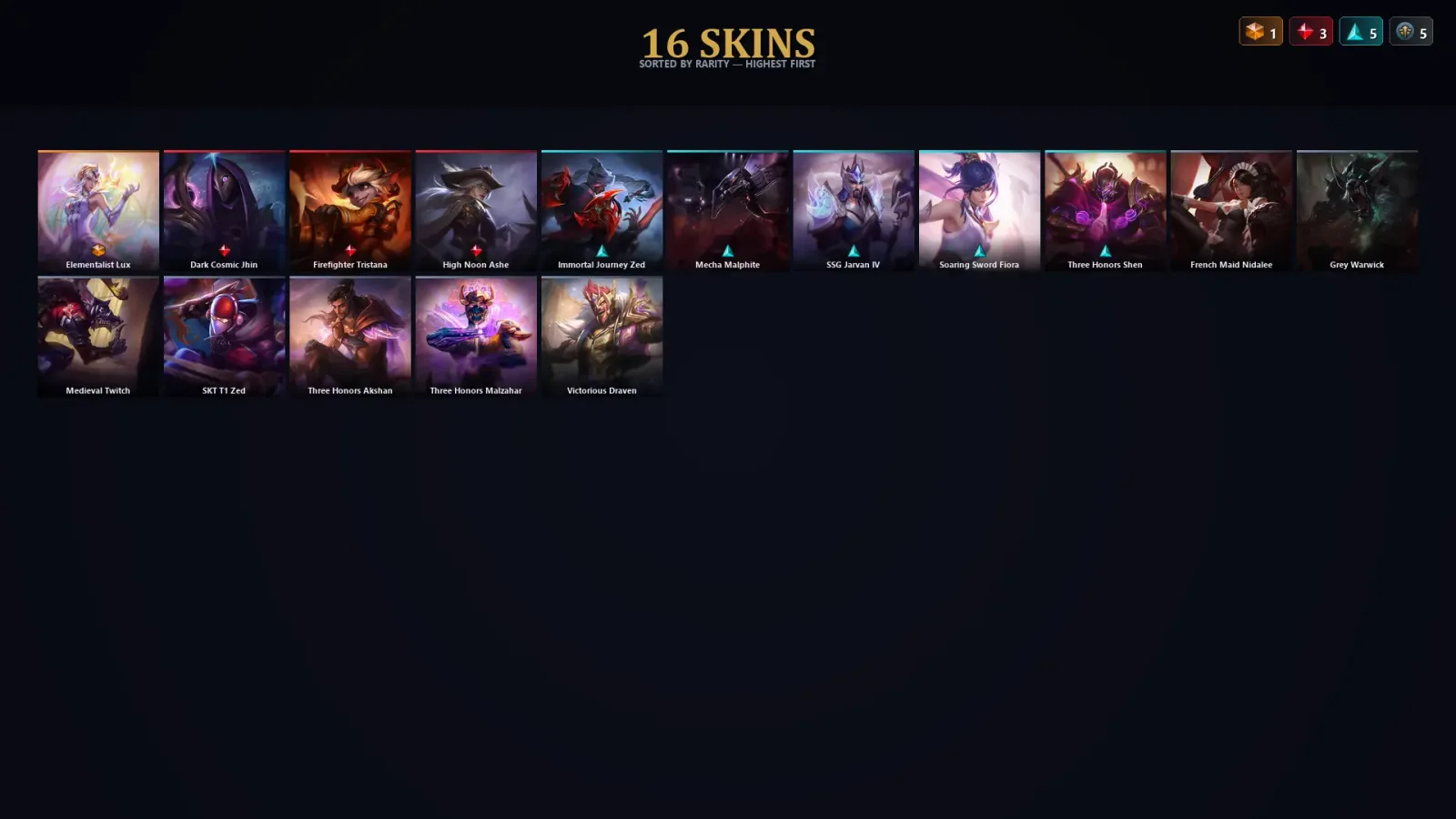 [LoL] | TR | Level 55 | Emerald I | 76 Champions | 16 Skins | 12,906 BE