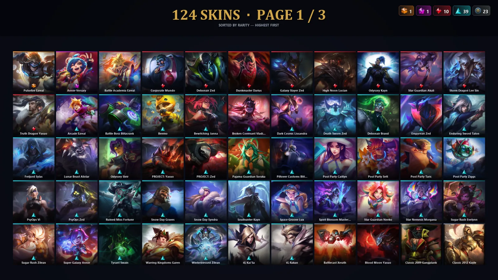 [LoL] | EUW | Level 223 | Diamond I | 134 Champions | 124 Skins