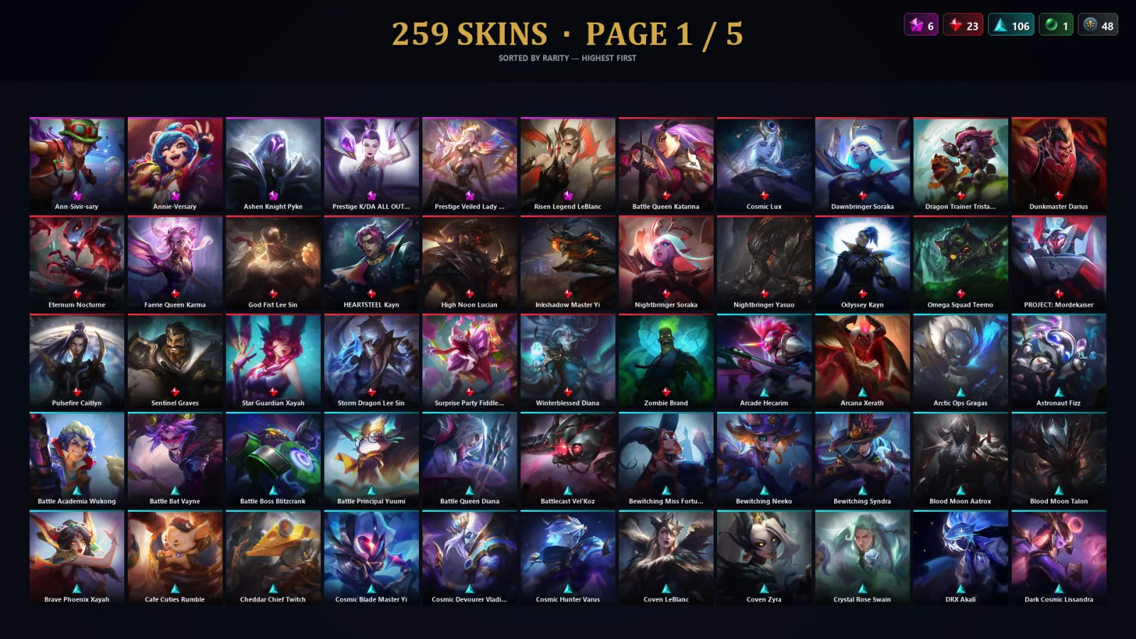 [LoL] | EUW | Level 295 | 173 Champions | 227 Skins | 143,975 BE