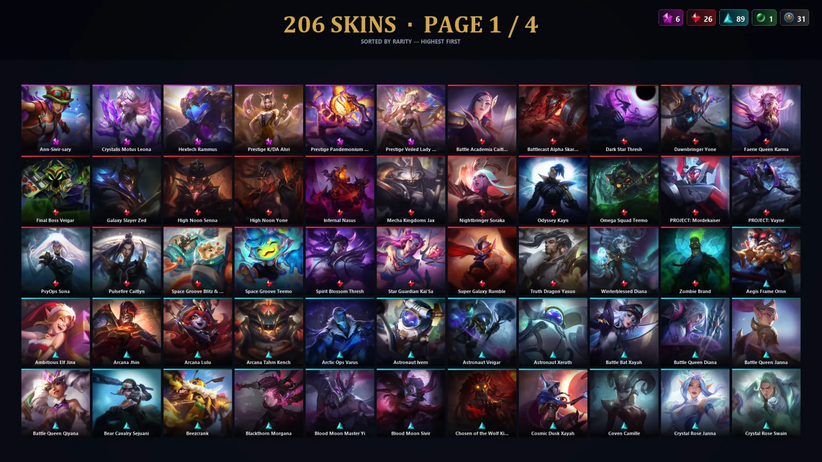 [LoL] | EUW | Level 30 | 173 Champions | 174 Skins | 120,974 BE