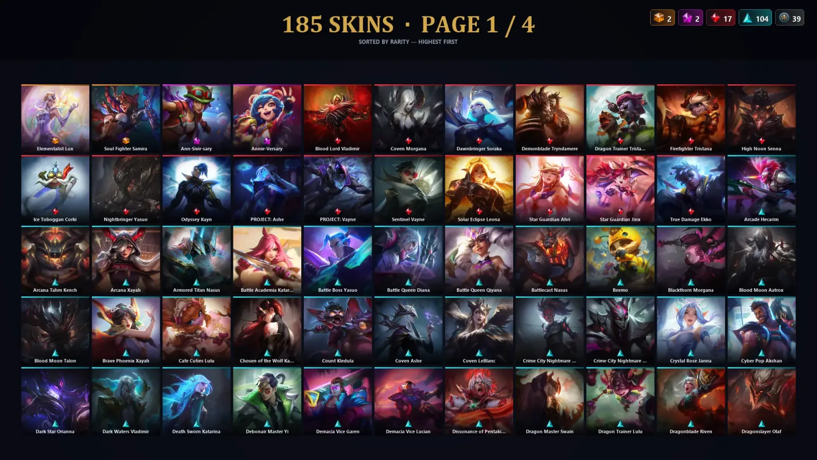 [LoL] | TR | Level 344 | 135 Champions | 185 Skins | 13,222 BE — LoL account