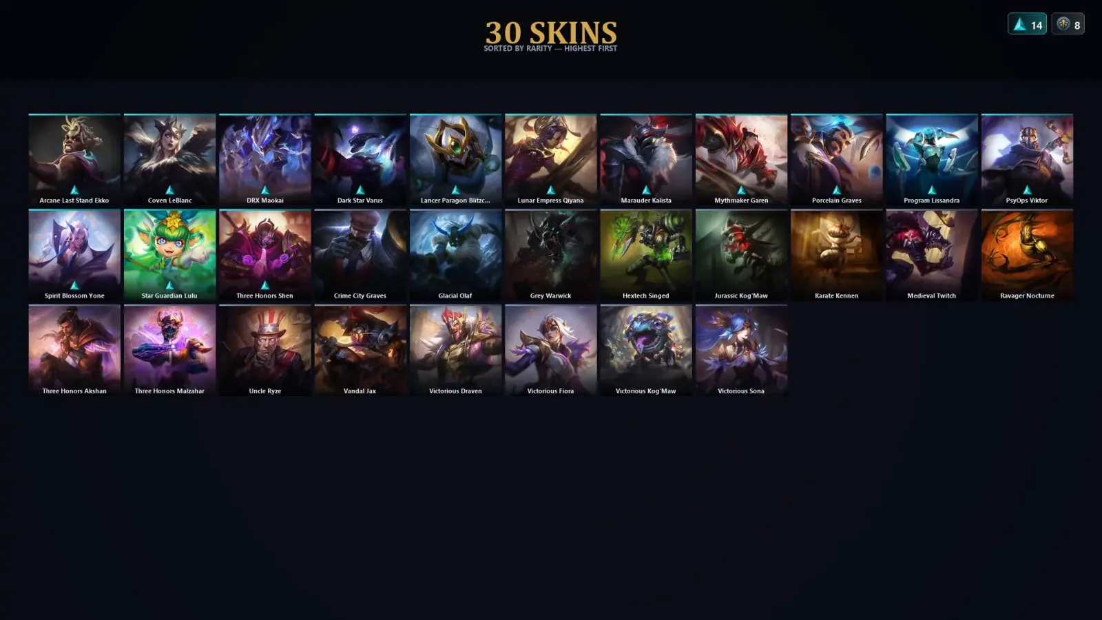 [LoL] | TR | Level 59 | Emerald III | 109 Champions | 30 Skins