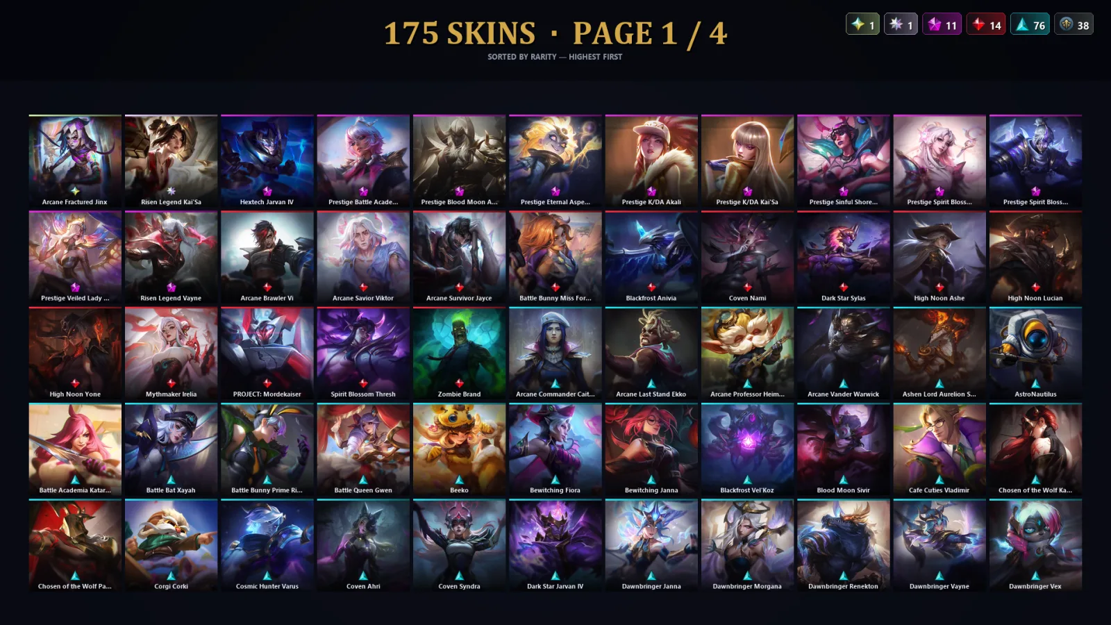 [LoL] | TR | Level 115 | Platinum IV | 147 Champions | 175 Skins | 27,426 BE