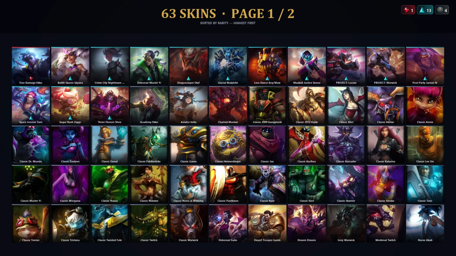 [LoL] | TR | Level 93 | Emerald III | 147 Champions | 63 Skins