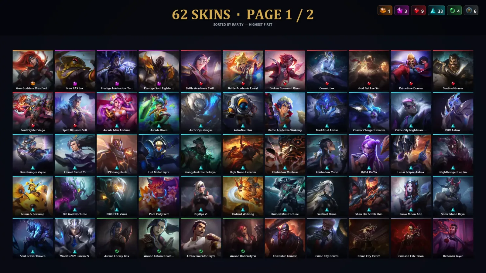 [LoL] | EUW | Level 171 | 107 Champions | 62 Skins — LoL account