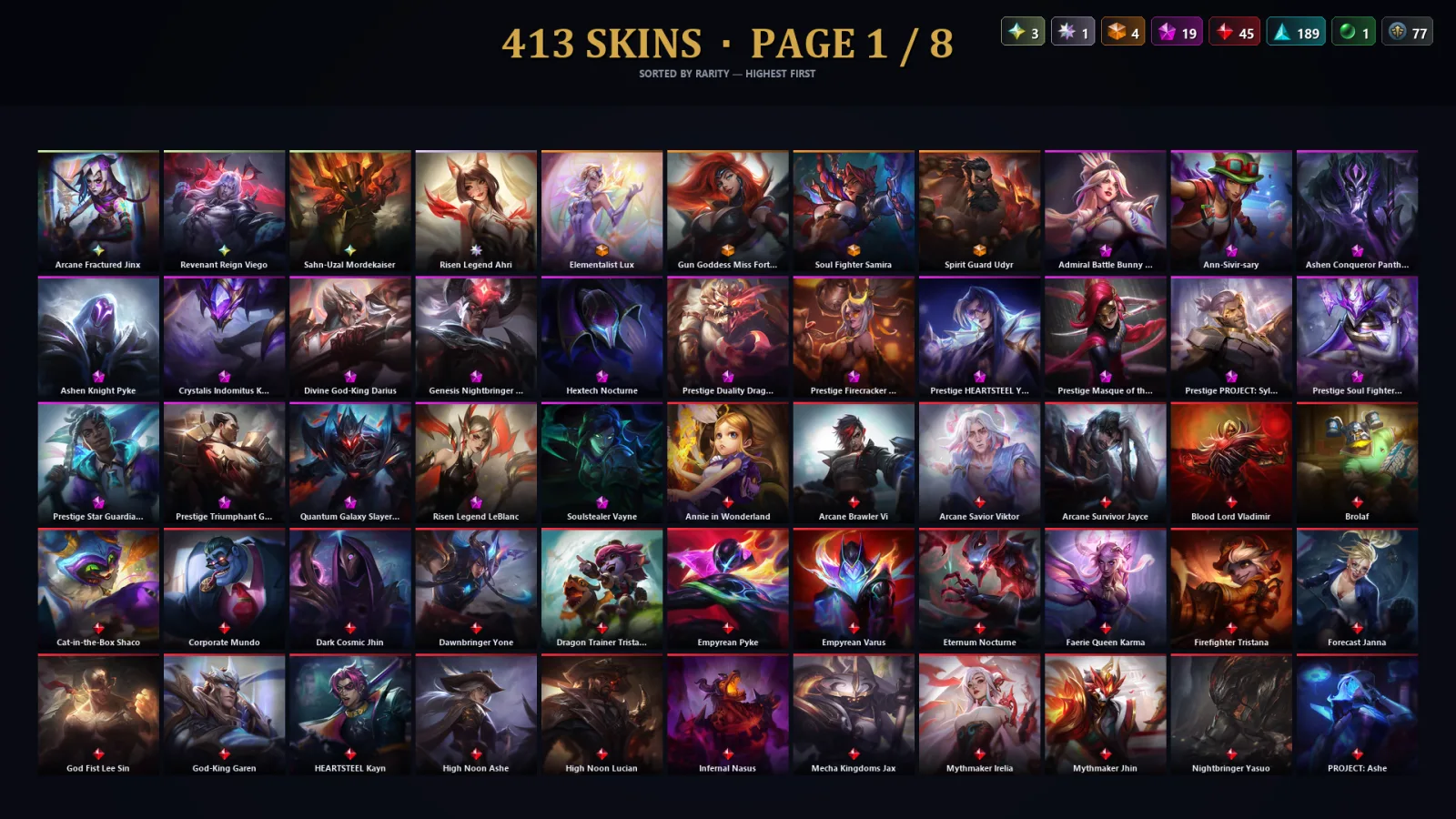 [LoL] | NA | Level 309 | 173 Champions | 413 Skins | 85,293 BE